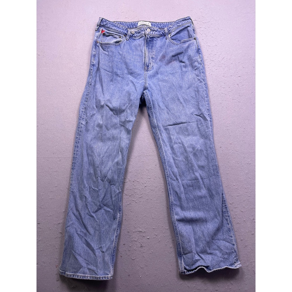 Abercrombie & Fitch 90s Relaxed Curve Love Jeans Denim Blue 33 Womens